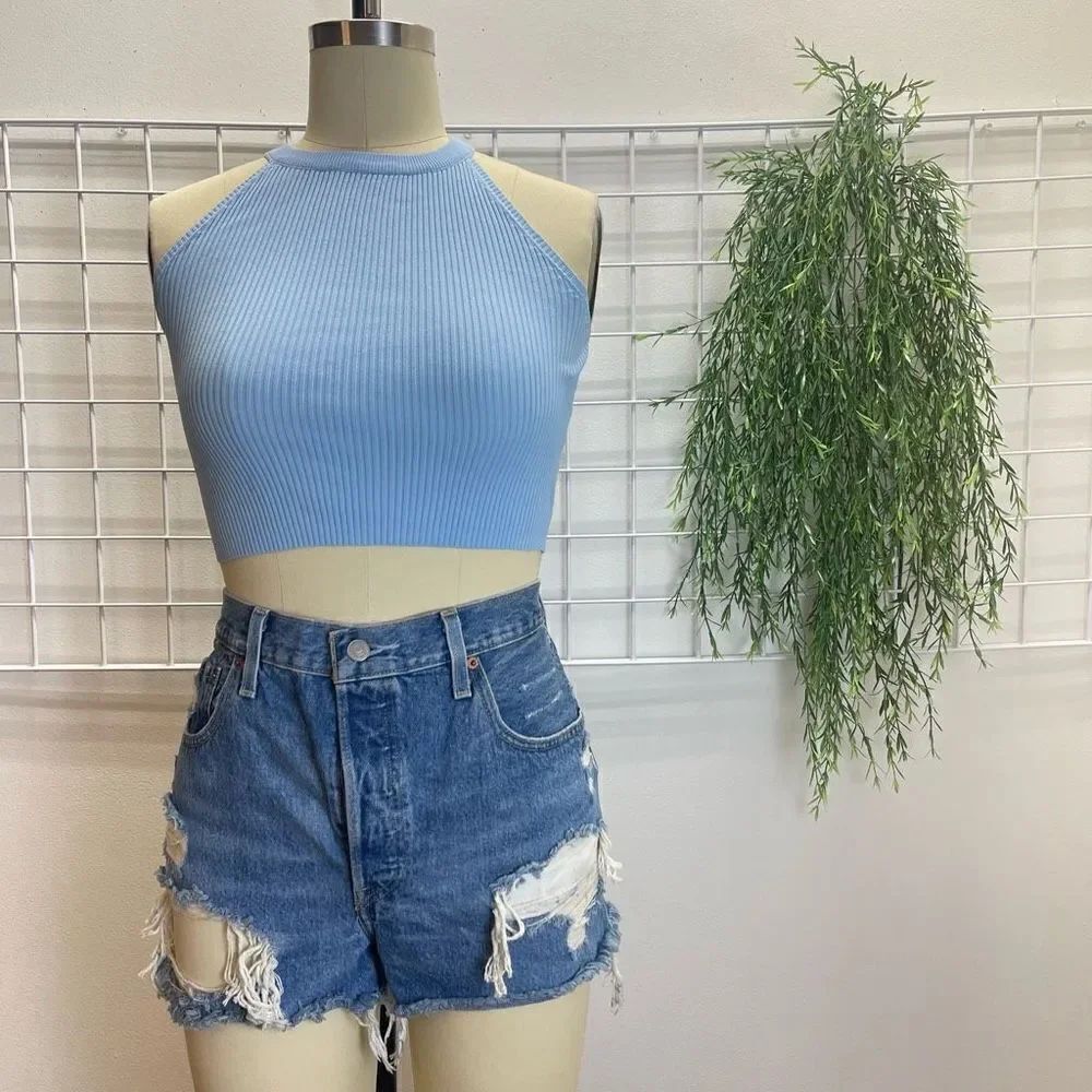 New Look - Top Ribknit Baby-blue